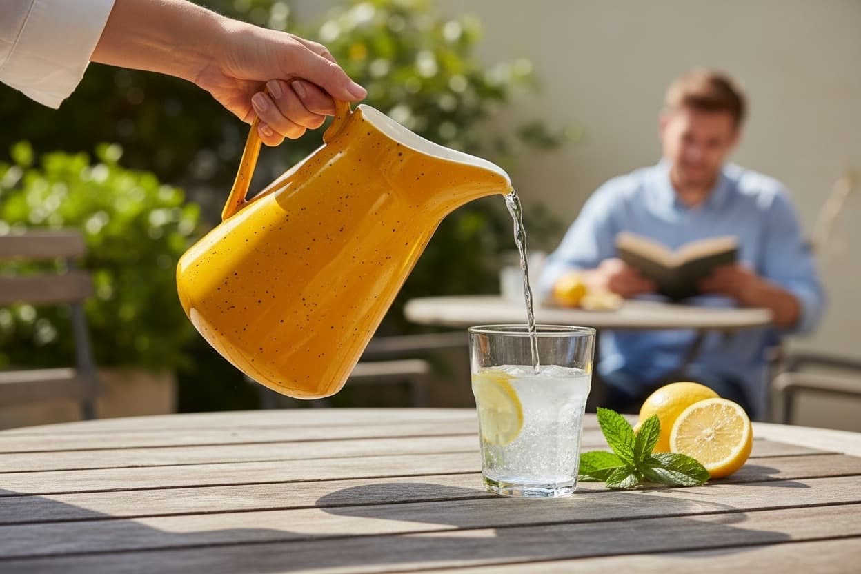 Large ceramic jug for water, milk, juice, lemonade ideal for hot summer days